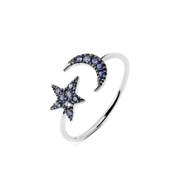 Anillo Moon & Star zafiros